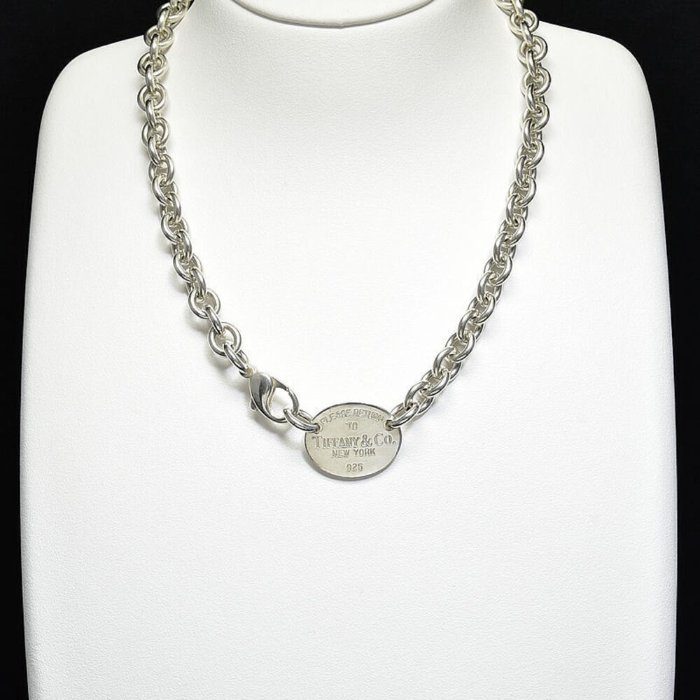 Tiffany Co to Oval Chain Link Choker Necklace Sterling Silver